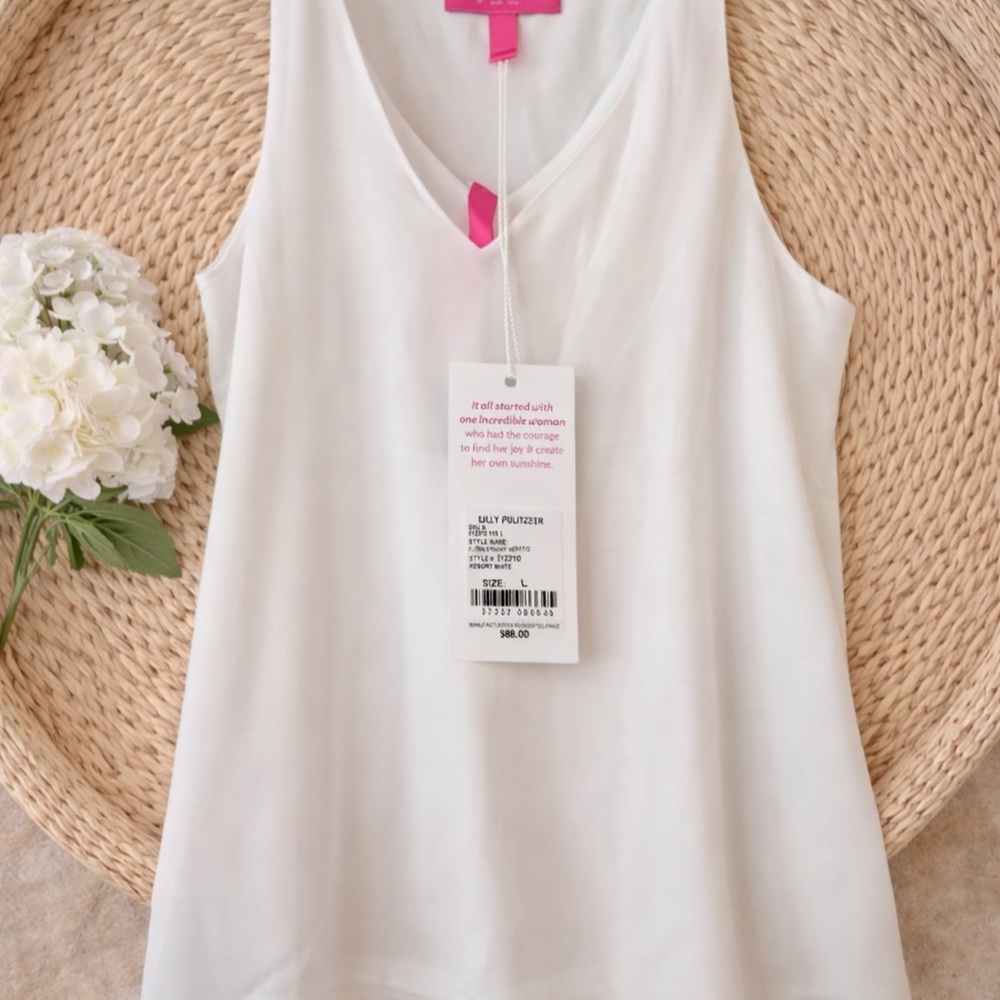 Lilly Pulitzer White Sleeveless V-Neck Tank